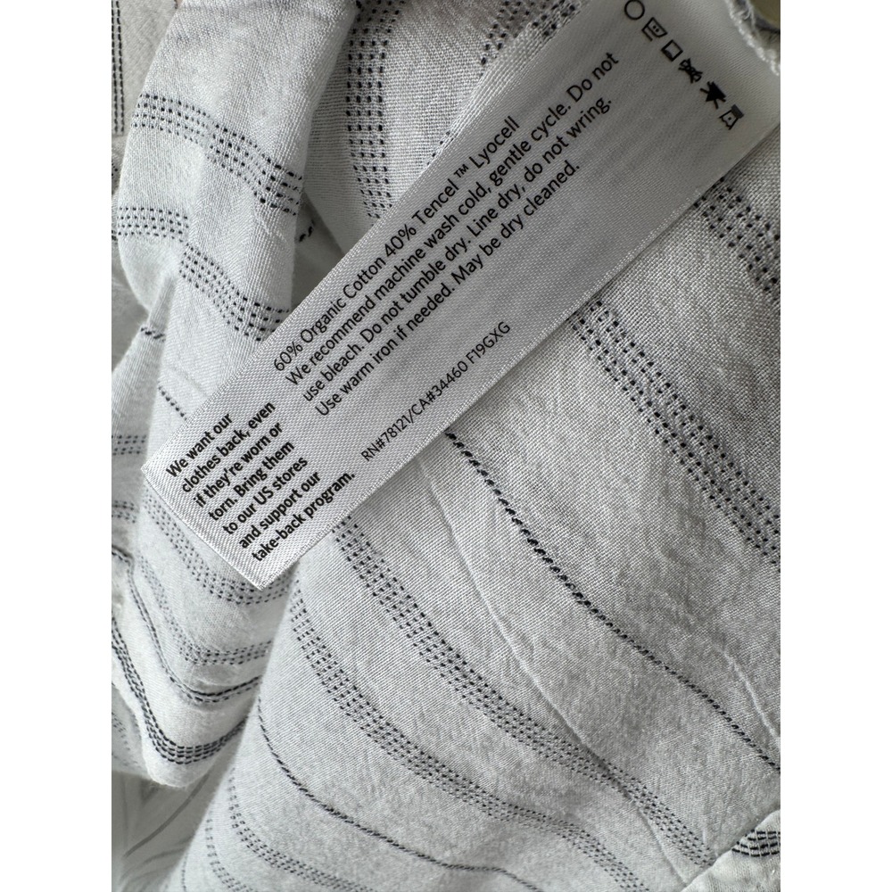 Eileen Fisher White Black Stripe Oversized Boxy Button Down Shirt Tencel M - Picture 4 of 7
